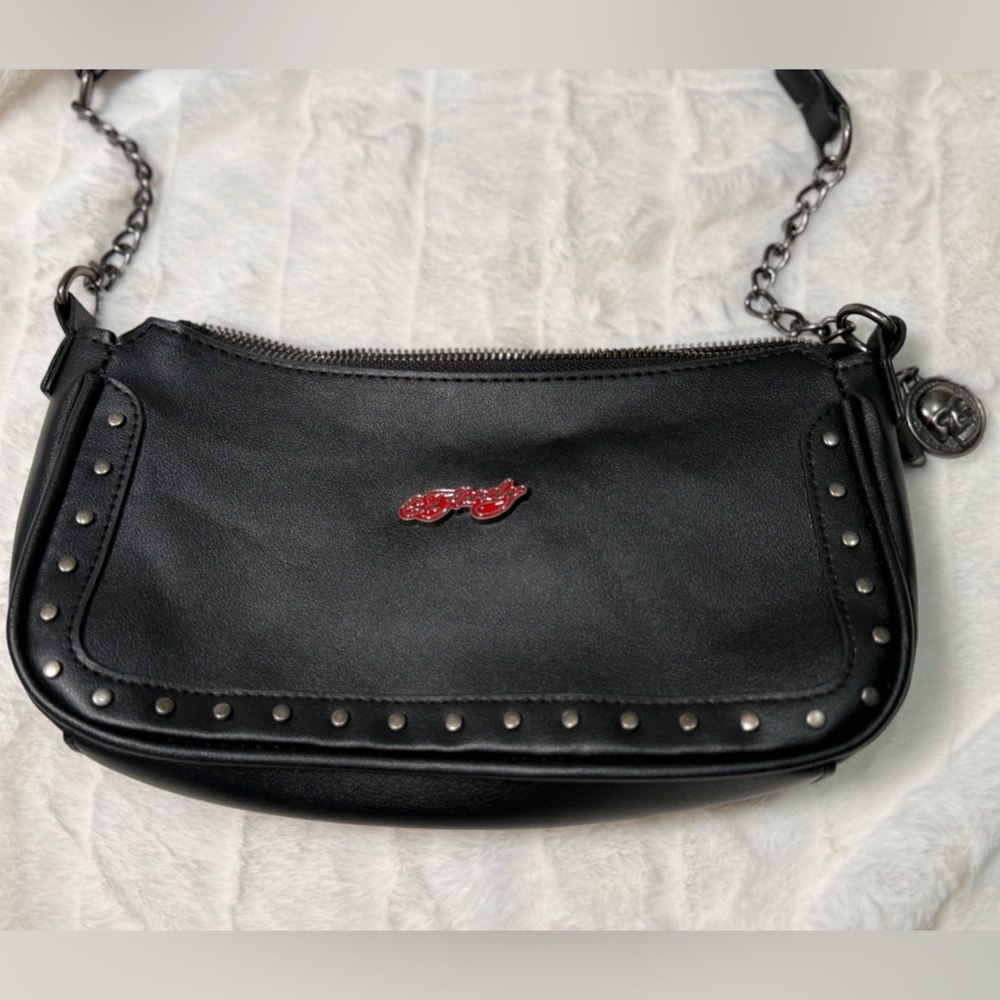 ❌SOLD❌Ed Hardy Studded Shoulder Crossbody Bag black - Picture 1 of 9